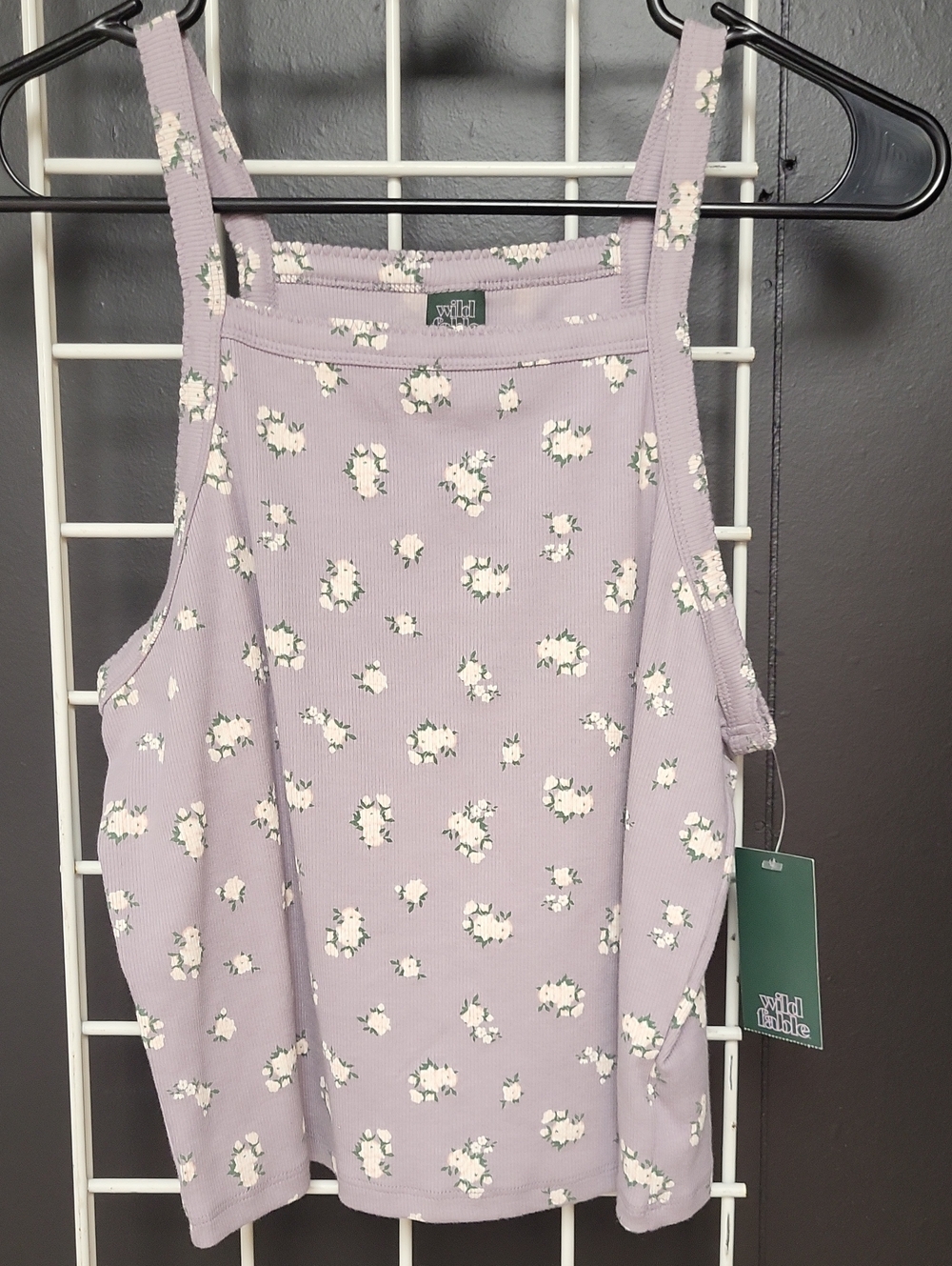 Wild Fable Lilac Floral Ribbed Tank Top